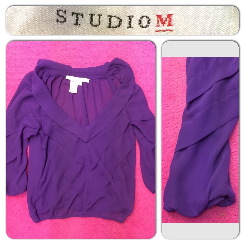 Studio M Purple Sheer Flowy Top XS